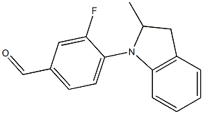 3-fluoro-4-(2-methyl-2,3-dihydro-1H-indol-1-yl)benzaldehyde,,结构式