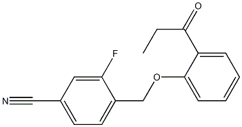 3-fluoro-4-(2-propanoylphenoxymethyl)benzonitrile Struktur