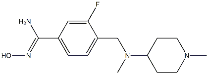 3-fluoro-N'-hydroxy-4-{[methyl(1-methylpiperidin-4-yl)amino]methyl}benzenecarboximidamide,,结构式