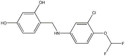 4-({[3-chloro-4-(difluoromethoxy)phenyl]amino}methyl)benzene-1,3-diol Struktur