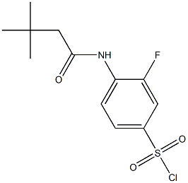 4-(3,3-dimethylbutanamido)-3-fluorobenzene-1-sulfonyl chloride Structure