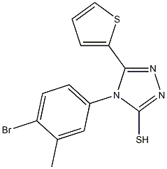 4-(4-bromo-3-methylphenyl)-5-(thiophen-2-yl)-4H-1,2,4-triazole-3-thiol,,结构式