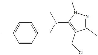 4-(chloromethyl)-N,1,3-trimethyl-N-[(4-methylphenyl)methyl]-1H-pyrazol-5-amine,,结构式