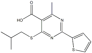 4-(isobutylthio)-6-methyl-2-thien-2-ylpyrimidine-5-carboxylic acid Struktur