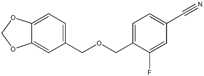 4-[(1,3-benzodioxol-5-ylmethoxy)methyl]-3-fluorobenzonitrile,,结构式