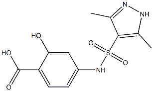 4-[(3,5-dimethyl-1H-pyrazole-4-)sulfonamido]-2-hydroxybenzoic acid|