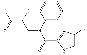 4-[(4-chloro-1H-pyrrol-2-yl)carbonyl]-3,4-dihydro-2H-1,4-benzoxazine-2-carboxylic acid 化学構造式