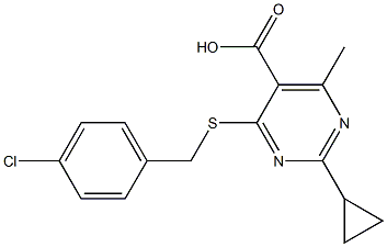 4-[(4-chlorobenzyl)thio]-2-cyclopropyl-6-methylpyrimidine-5-carboxylic acid 结构式