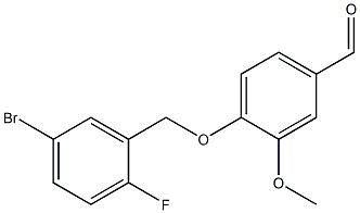 4-[(5-bromo-2-fluorobenzyl)oxy]-3-methoxybenzaldehyde,,结构式