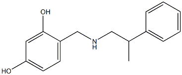 4-{[(2-phenylpropyl)amino]methyl}benzene-1,3-diol 化学構造式