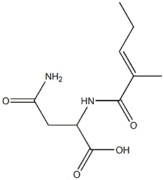 4-amino-2-{[(2E)-2-methylpent-2-enoyl]amino}-4-oxobutanoic acid Structure