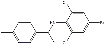 4-bromo-2,6-dichloro-N-[1-(4-methylphenyl)ethyl]aniline,,结构式