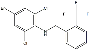 4-bromo-2,6-dichloro-N-{[2-(trifluoromethyl)phenyl]methyl}aniline 化学構造式