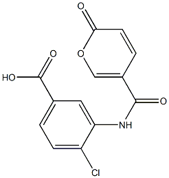 4-chloro-3-{[(2-oxo-2H-pyran-5-yl)carbonyl]amino}benzoic acid Struktur