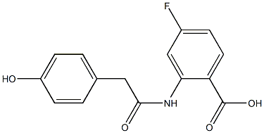 4-fluoro-2-[2-(4-hydroxyphenyl)acetamido]benzoic acid Structure