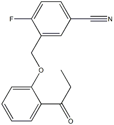 4-fluoro-3-(2-propanoylphenoxymethyl)benzonitrile Struktur