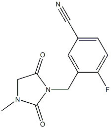 4-fluoro-3-[(3-methyl-2,5-dioxoimidazolidin-1-yl)methyl]benzonitrile 结构式