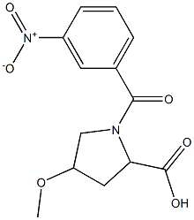 4-methoxy-1-(3-nitrobenzoyl)pyrrolidine-2-carboxylic acid Struktur