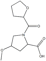 4-methoxy-1-(tetrahydrofuran-2-ylcarbonyl)pyrrolidine-2-carboxylic acid 化学構造式