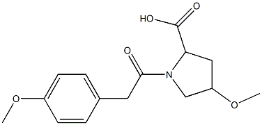 4-methoxy-1-[(4-methoxyphenyl)acetyl]pyrrolidine-2-carboxylic acid Struktur