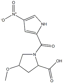 4-methoxy-1-[(4-nitro-1H-pyrrol-2-yl)carbonyl]pyrrolidine-2-carboxylic acid 化学構造式