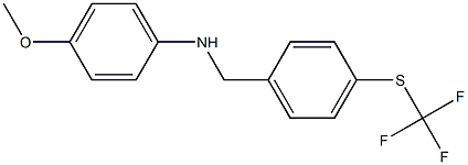 4-methoxy-N-({4-[(trifluoromethyl)sulfanyl]phenyl}methyl)aniline 化学構造式