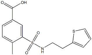 4-methyl-3-{[2-(thiophen-2-yl)ethyl]sulfamoyl}benzoic acid Struktur