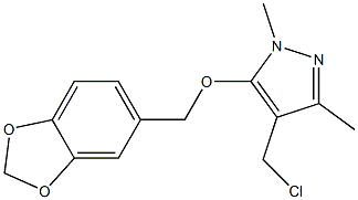 5-(2H-1,3-benzodioxol-5-ylmethoxy)-4-(chloromethyl)-1,3-dimethyl-1H-pyrazole 结构式