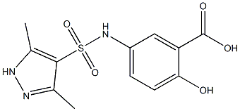 5-[(3,5-dimethyl-1H-pyrazole-4-)sulfonamido]-2-hydroxybenzoic acid,,结构式