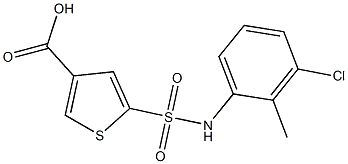 5-[(3-chloro-2-methylphenyl)sulfamoyl]thiophene-3-carboxylic acid,,结构式