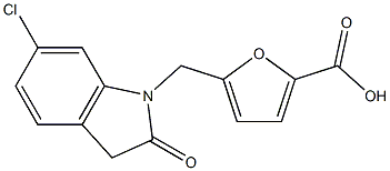 5-[(6-chloro-2-oxo-2,3-dihydro-1H-indol-1-yl)methyl]furan-2-carboxylic acid,,结构式