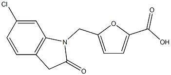 5-[(6-chloro-2-oxo-2,3-dihydro-1H-indol-1-yl)methyl]furan-2-carboxylic acid 化学構造式