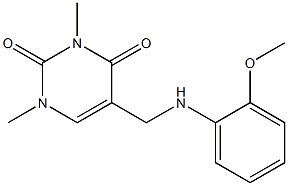 5-{[(2-methoxyphenyl)amino]methyl}-1,3-dimethyl-1,2,3,4-tetrahydropyrimidine-2,4-dione Struktur