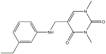 5-{[(3-ethylphenyl)amino]methyl}-1,3-dimethyl-1,2,3,4-tetrahydropyrimidine-2,4-dione,,结构式