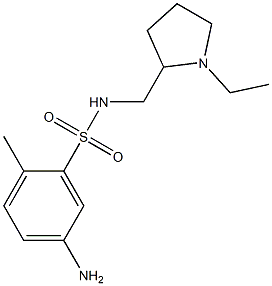 5-amino-N-[(1-ethylpyrrolidin-2-yl)methyl]-2-methylbenzene-1-sulfonamide,,结构式
