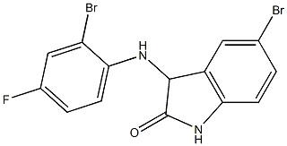 5-bromo-3-[(2-bromo-4-fluorophenyl)amino]-2,3-dihydro-1H-indol-2-one 化学構造式