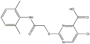 5-chloro-2-({2-[(2,6-dimethylphenyl)amino]-2-oxoethyl}thio)pyrimidine-4-carboxylic acid Struktur