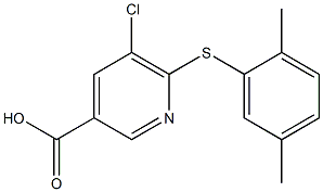 5-chloro-6-[(2,5-dimethylphenyl)sulfanyl]pyridine-3-carboxylic acid,,结构式