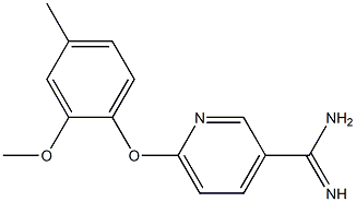 6-(2-methoxy-4-methylphenoxy)pyridine-3-carboximidamide,,结构式