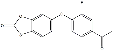 6-(4-acetyl-2-fluorophenoxy)-2H-1,3-benzoxathiol-2-one Struktur