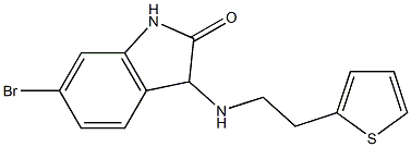 6-bromo-3-{[2-(thiophen-2-yl)ethyl]amino}-2,3-dihydro-1H-indol-2-one,,结构式