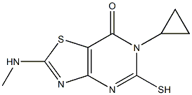 6-cyclopropyl-5-mercapto-2-(methylamino)[1,3]thiazolo[4,5-d]pyrimidin-7(6H)-one 化学構造式