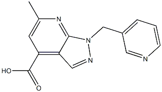6-methyl-1-(pyridin-3-ylmethyl)-1H-pyrazolo[3,4-b]pyridine-4-carboxylic acid Struktur
