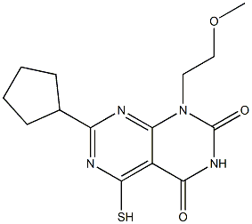 7-cyclopentyl-5-mercapto-1-(2-methoxyethyl)pyrimido[4,5-d]pyrimidine-2,4(1H,3H)-dione,,结构式