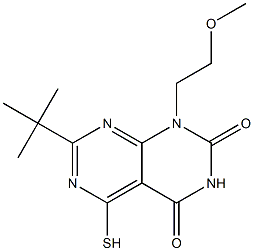 7-tert-butyl-5-mercapto-1-(2-methoxyethyl)pyrimido[4,5-d]pyrimidine-2,4(1H,3H)-dione 化学構造式