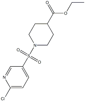 ethyl 1-[(6-chloropyridine-3-)sulfonyl]piperidine-4-carboxylate,,结构式