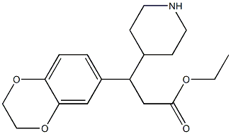 ethyl 3-(2,3-dihydro-1,4-benzodioxin-6-yl)-3-(piperidin-4-yl)propanoate 化学構造式