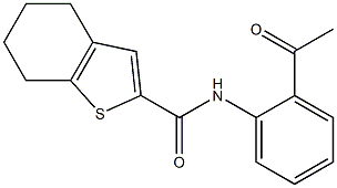 N-(2-acetylphenyl)-4,5,6,7-tetrahydro-1-benzothiophene-2-carboxamide,,结构式