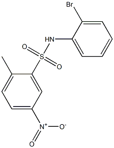 N-(2-bromophenyl)-2-methyl-5-nitrobenzene-1-sulfonamide,,结构式