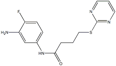 N-(3-amino-4-fluorophenyl)-4-(pyrimidin-2-ylsulfanyl)butanamide 化学構造式